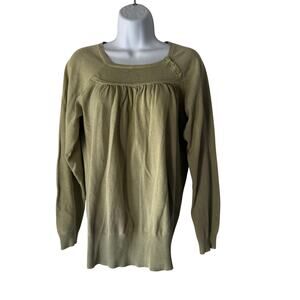 Pulp Sweater‎ Y2k Large Green Long Sleeve Button Pullover Cotton Casual Top